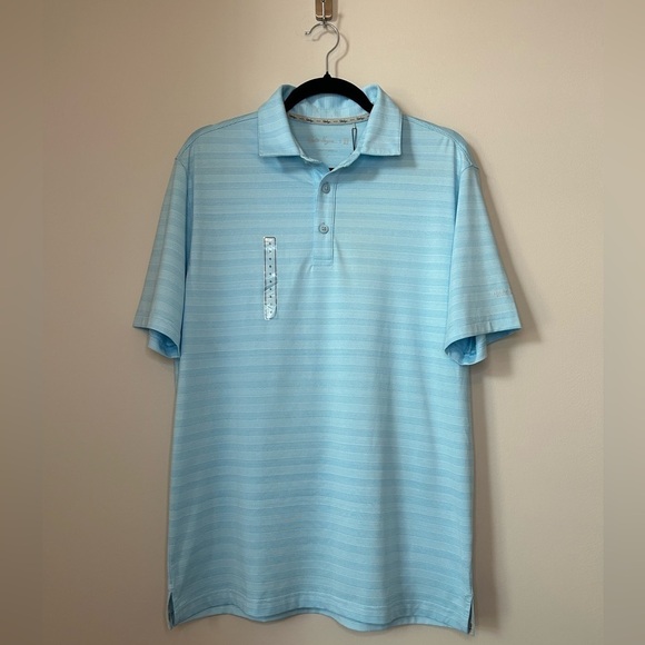 Walter Hagen Performance 11 Major Fine Line Textured Stripe Polo Daylight Blue - Picture 7 of 12